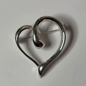 Silver heart pin brooch